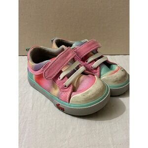 See Kai Run Size 5 Stevie II Kids Rainbow Tie Dye Canvas Sneakers Pink SKR